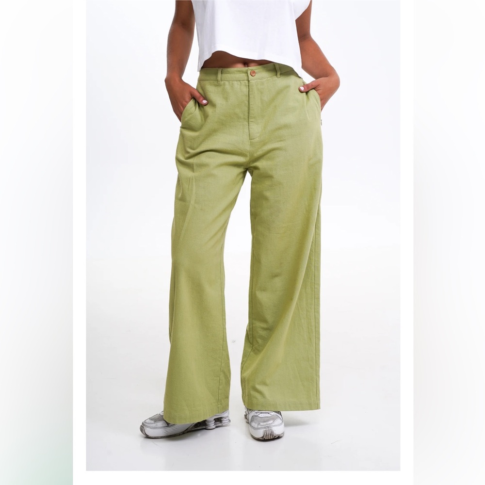Green Wide Leg High-Waisted Pants